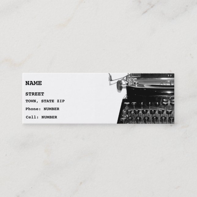 Writer Editor Author Novelist Book Business Card Mini Visitenkarte (Vorderseite)
