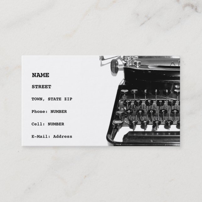 Writer Editor Author Novelist Book Business Card Visitenkarte (Vorderseite)