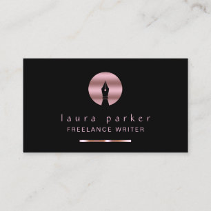 Writer Nib Rose Gold Freelance Author Elegant Visitenkarte