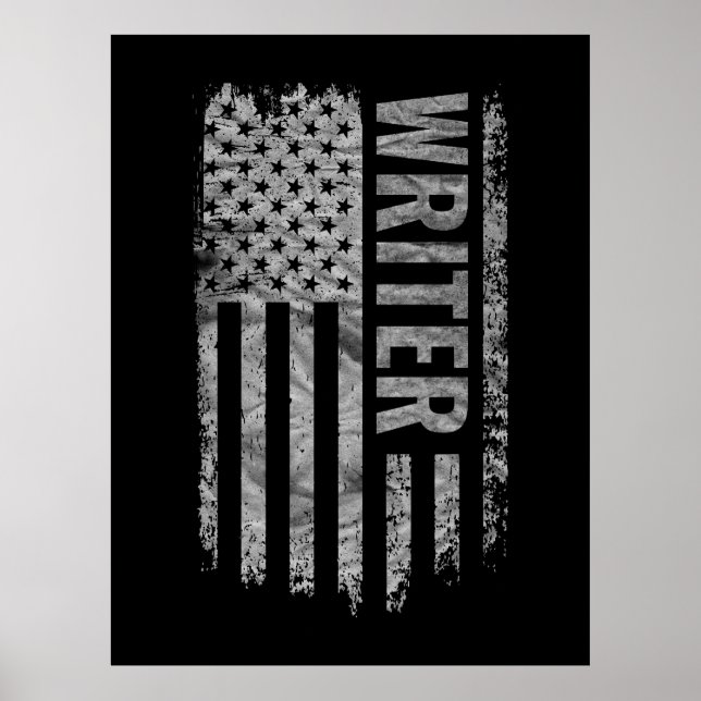 Writer USA Flag Distressed design Poster (Vorne)