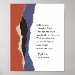 Writername Motivierend Gedicht Abstrakt Torn Paper Poster
