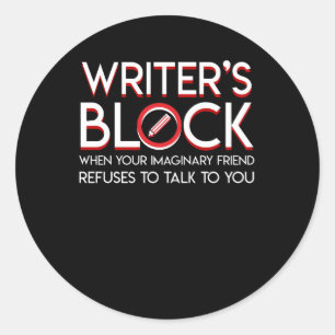 Writers Block Imaginary Friend Refeuses Runder Aufkleber