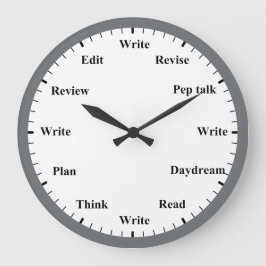 Writer's Clock - Writing Job Fun Grey Wall Clock Große Wanduhr
