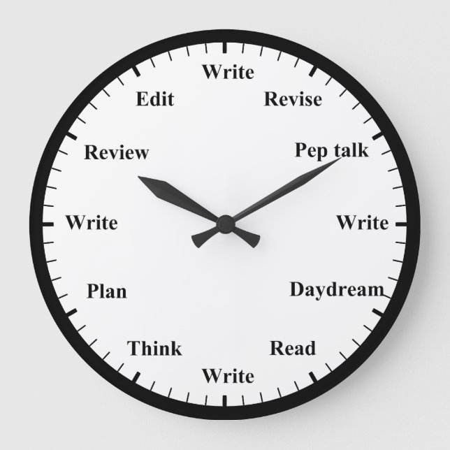 Writer's Clock - Writing Job Fun Wall Clock Große Wanduhr (Vorderseite)