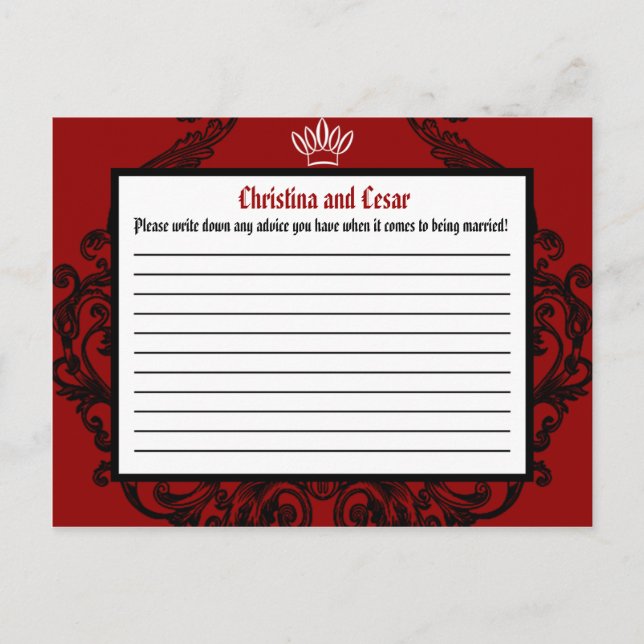 Writing Advice Card Raspberry Crimson Red Verziert Hinweiskarte (Vorderseite)