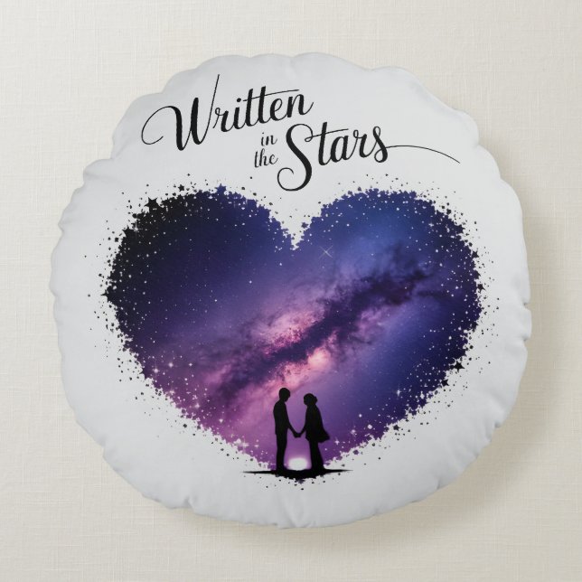 Written in the Stars Rundes Kissen (Vorderseite)