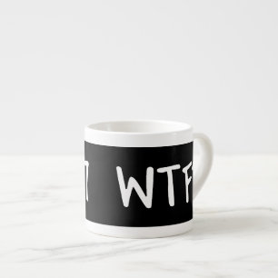 WTC 7 WTF? Weiße Schrift auf Schwarz Espressotasse