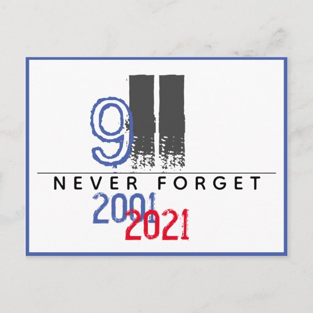 WTC 911 Patriotic Vergiss nie 20 Jahre Postkarte (Vorderseite)