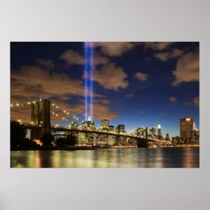 WTC Lights Brooklyn Bridge Poster