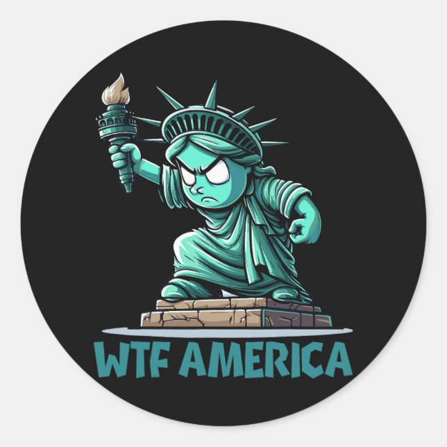 Wtf Amerika - Anti-Trump-Politik und Demokratie Runder Aufkleber (Vorderseite)