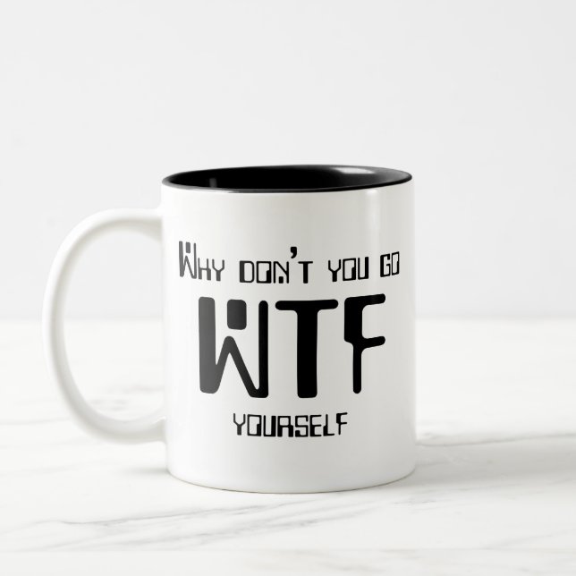 WTF Tasse - zwei Ton b&w (Links)