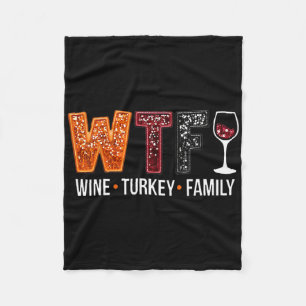 Wtf Wein Truthahn Familie Lustiger Thanksgiving Fleecedecke