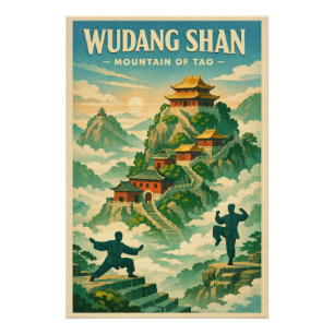 Wudang-Berg China, in klassischem Retro-Stil Poster