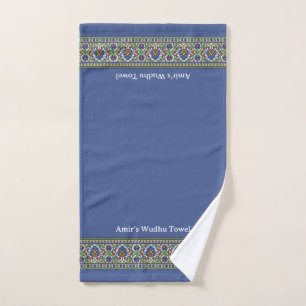 Wudu Türkisches Blumenborder Blau Personalisierte Handtuch