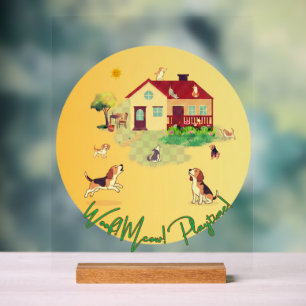 Wuff Miau! Spielzeit! – Süße Hunde & Katzen Acrylschild
