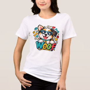Wuff Süßer Welpen-Hund Pfotenabdruck Herz Tri-Blend Shirt