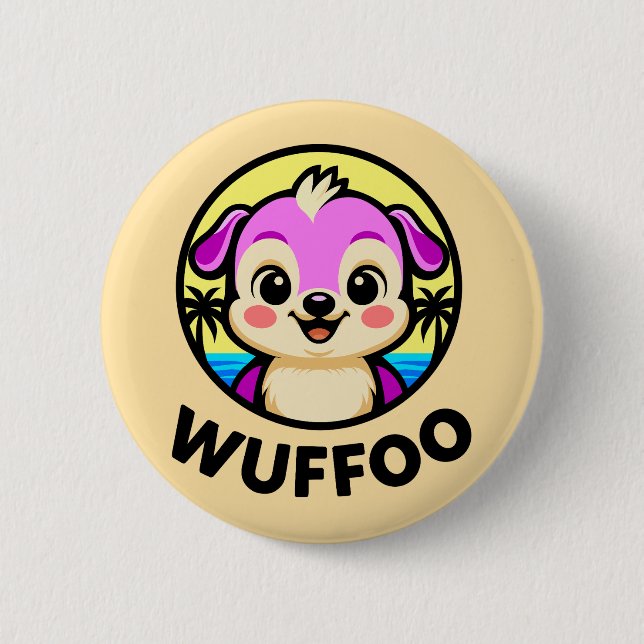 Wuffoo Adventures Cute Kawaii Puppy animation Button (Vorderseite)