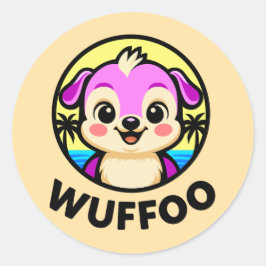 Wuffoo Adventures Cute Kawaii Puppy animation  Runder Aufkleber