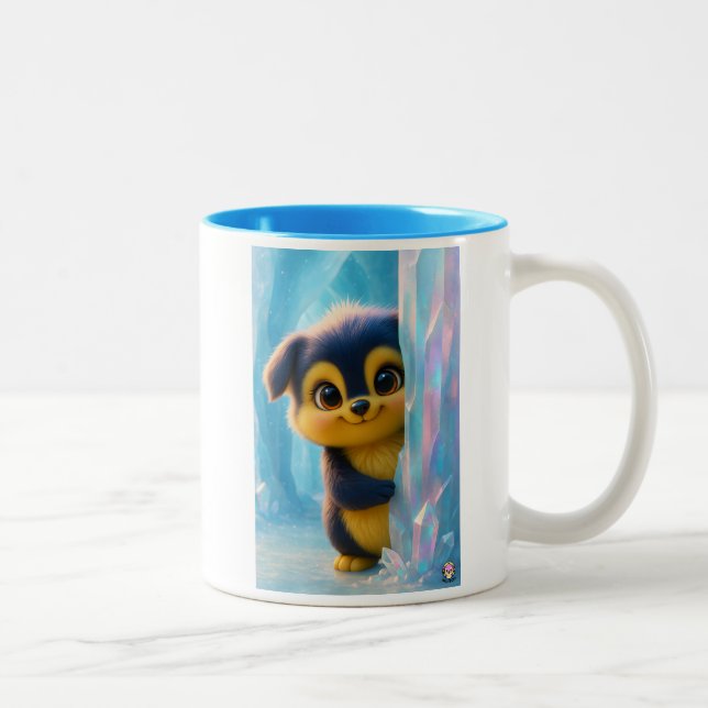 Wuffoo Molli Cute Kawaii Puppy Ice cave  Zweifarbige Tasse (Rechts)