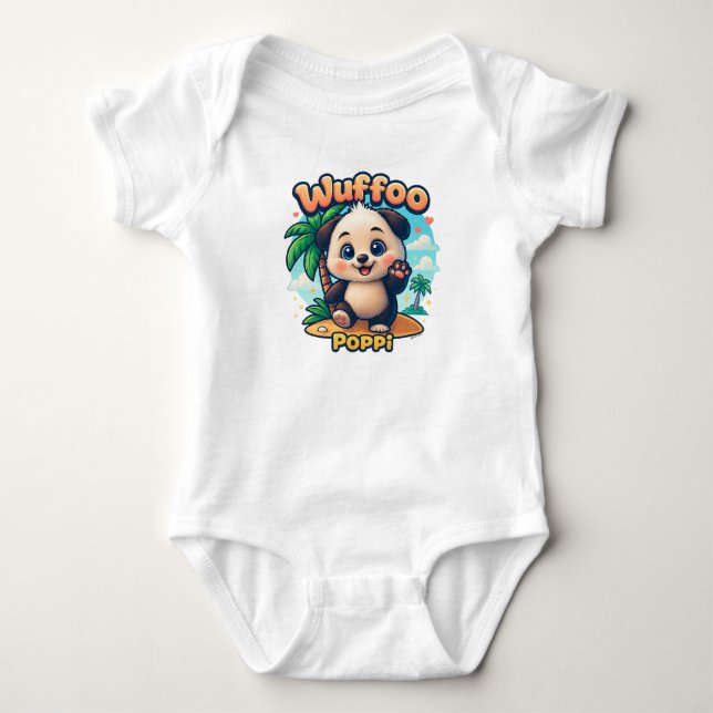 Wuffoo Poppi Cute Kawaii Puppy Tropical Island Baby Strampler (Vorderseite)