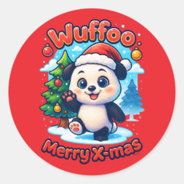 Wuffoo Poppi Merry X-mas Kawaii 3D Holiday Runder Aufkleber