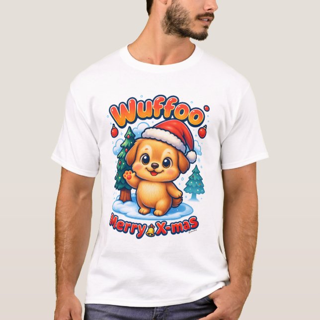 Wuffoo Roony Merry X-mas Kawaii 3D Holiday T-Shirt (Vorderseite)