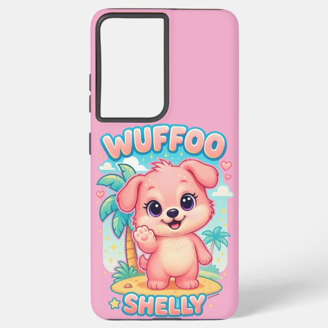 Wuffoo Shelly Kawaii Puppy Tropical Island Samsung Galaxy Hülle (Rückseite)