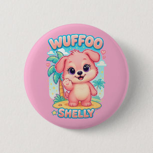 Wuffoo Shelly Kawaii Welpe Tropische Insel Button