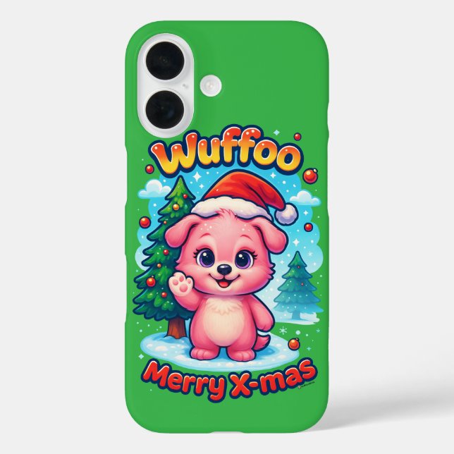 Wuffoo Shelly Merry X-mas Kawaii 3D Holiday iPhone 16 Hülle (Rückseite)