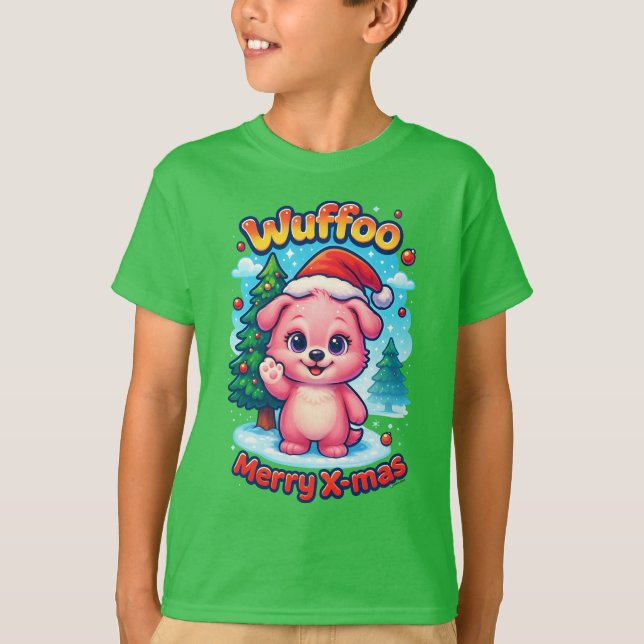 Wuffoo Shelly Merry X-mas Kawaii 3D Holiday T-Shirt (Vorderseite)