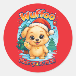 Wuffoo Starssie Frohe Weihnachten Kawaii 3D Feiert Runder Aufkleber