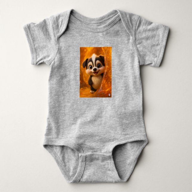 Wuffoo Surffie Cute Kawaii Puppy Amber Baby Strampler (Vorderseite)