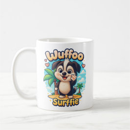 Wuffoo Surffie Süßer Kawaii-Welpe Tropische Insel Kaffeetasse
