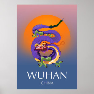 Wuhan China Drache Reiseplakat Poster