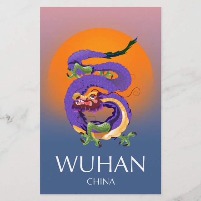 Wuhan China Dragon Reiseplakat Briefpapier (Vorderseite)
