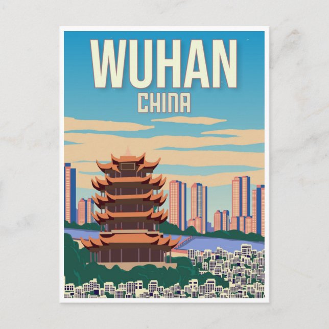 Wuhan China Vintage Retro-Tourismus Postkarte (Vorderseite)