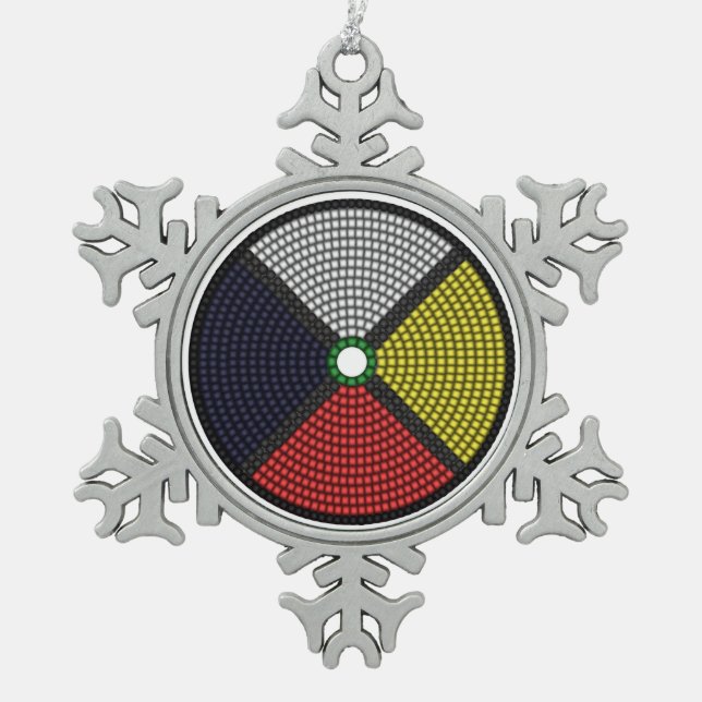Wulstiges Medizin-Rad Schneeflocken Zinn-Ornament (Vorderseite)