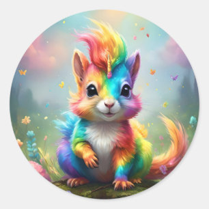 Wunder: Das Rainbow-Unicorn-Eichhörnchen Runder Aufkleber