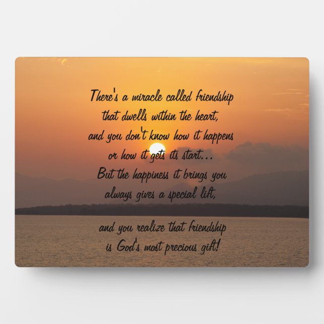 Wunder der Freundschaft Gedicht Plaque Fotoplatte (Vorderseite)
