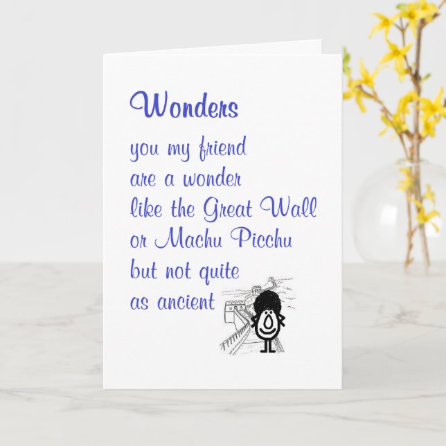 Wunder, ein lustiges Gedicht für einen Freund Karte (Gelbe Blume)