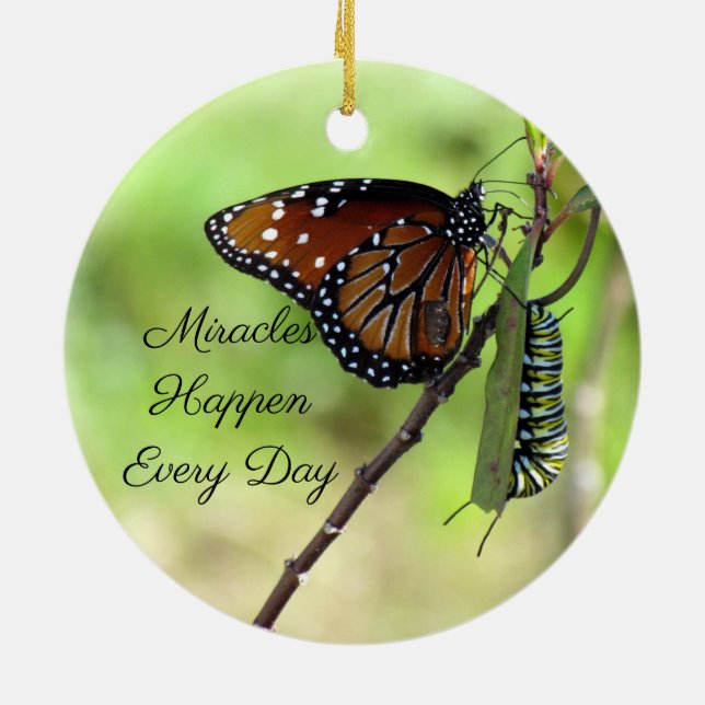 Wunder - Schmetterling / Raupe - Keramik Ornament (Hinten)