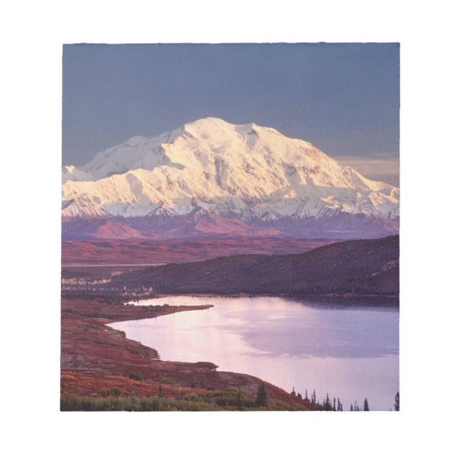 Wunder See und Berg Denali bei Sonnenaufgang Notizblock (Vorderseite)