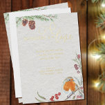 Wunder seiner Liebe Weihnachten Robin und Pine Gol Folien Feiertagskarte<br><div class="desc">Wunder seiner Liebe,  personalisierte Weihnachtskarte mit luxuriöser Goldfolien Typografie und naturgetreuem Aquarelldesign. Einfach und traditionell mit Rotkehlchen,  Winterbeeren,  Kiefernzweig und Kiefernzapfen. Das Design hat viel Platz,  um Ihren Gruß und personalisierten Text hinzuzufügen. Geeignet für Familien und Geschäftsreisende.</div>