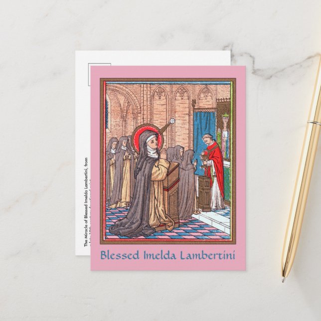 Wunder von Bl. Imelda Lambertini (VVP 010) Postkarte (Vorderseite/Rückseite Beispiel)