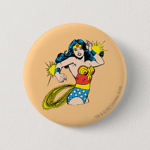 Wunder Woman-Drehung mit glühenden Wellen Button