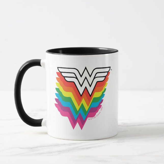 Wunder-Woman-Logo für Regenbogen Tasse (Links)