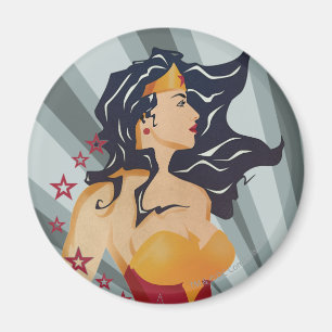Wunder Woman Retro Profil Sunburge Magnet