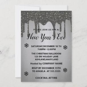 Wunderbar, elegant, silberfarben Funkelnd Neujahrs Einladung