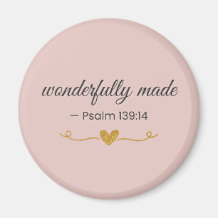 Wunderbar gemacht – Psalm 139:14 Rosa Magnet