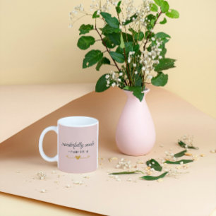 Wunderbar gemacht – Psalm 139:14 Rosa Tasse